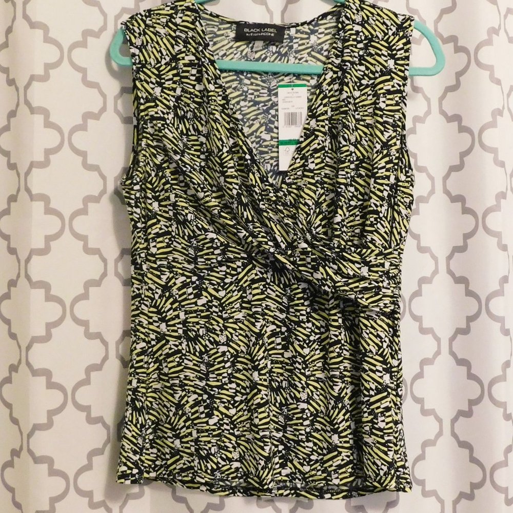 Black Label - Multi Colored Graphic Plunged V- Neck Sleeveless Top - NWT…